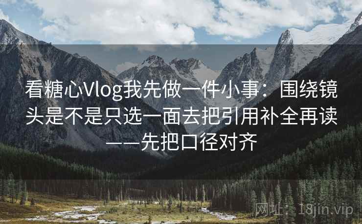 看糖心Vlog我先做一件小事：围绕镜头是不是只选一面去把引用补全再读——先把口径对齐