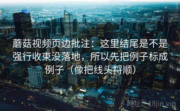 蘑菇视频页边批注：这里结尾是不是强行收束没落地，所以先把例子标成例子（像把线头捋顺）